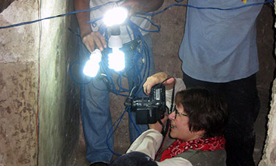shining a flashlight