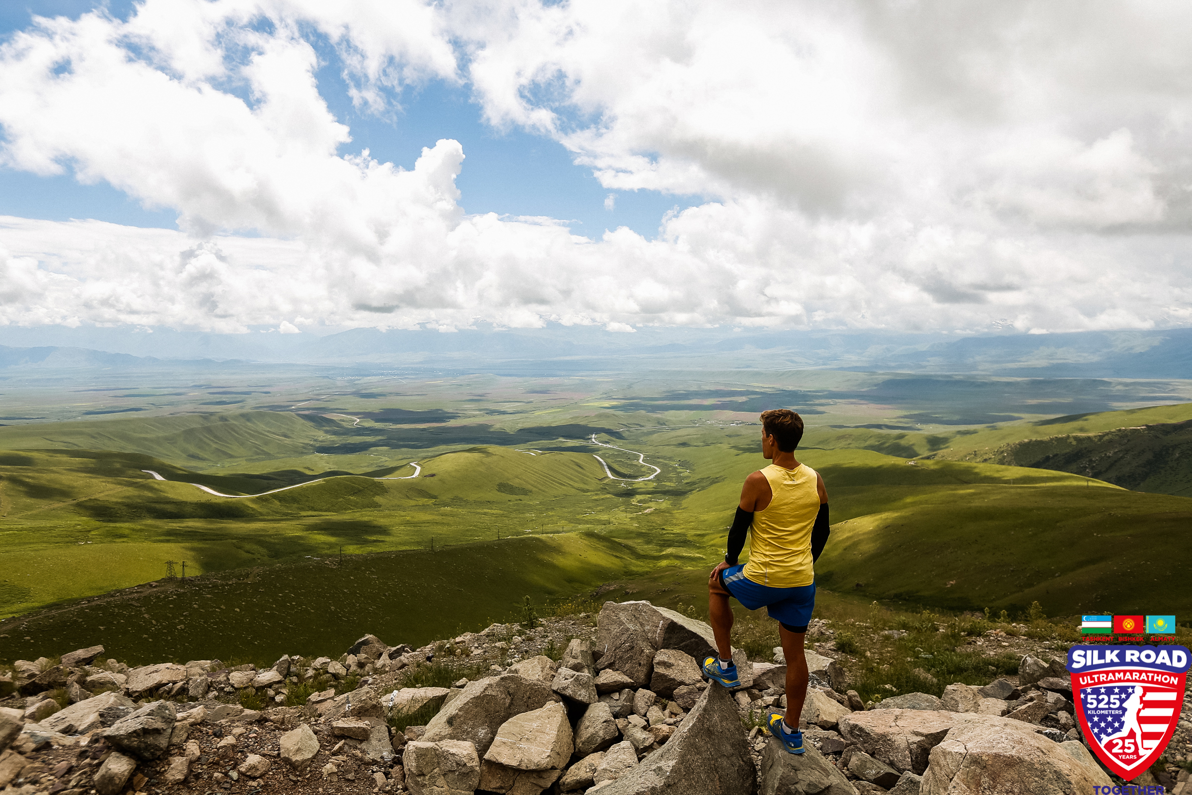 Dean stops to take a look at the breathtaking view of the Kyrgyz landscape