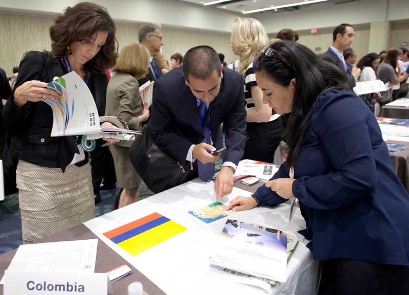 EducationUSA forum participants greeted at vendor table