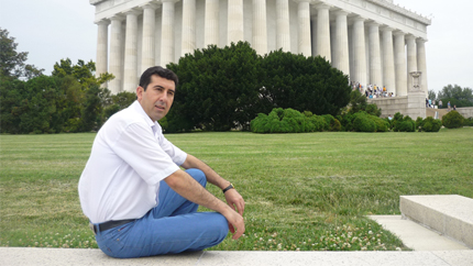 Hotam Fayzulloev poses in Washington, D.C.