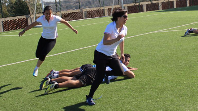 The participants work on speed and coordination.
