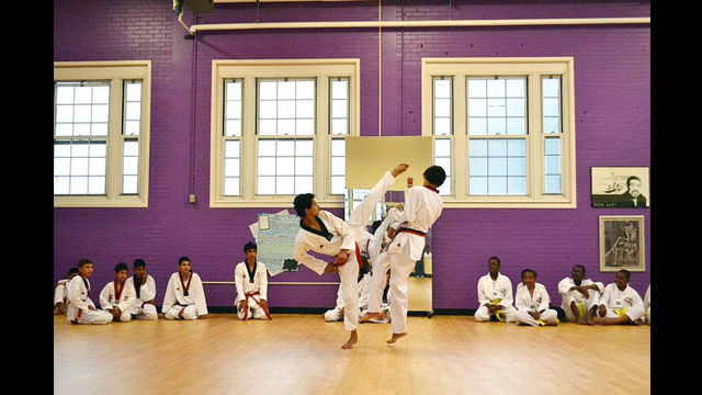 Participants work different training techniques.