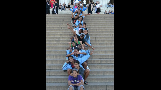 The track and field athletes experience a full day of learning about American history during their day of touring Washington, D.C.—including the Lincoln Memorial. 
