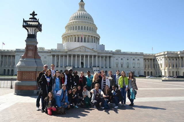 The delegation poses outside of the Capitol Building after a “behind the scenes” tour.