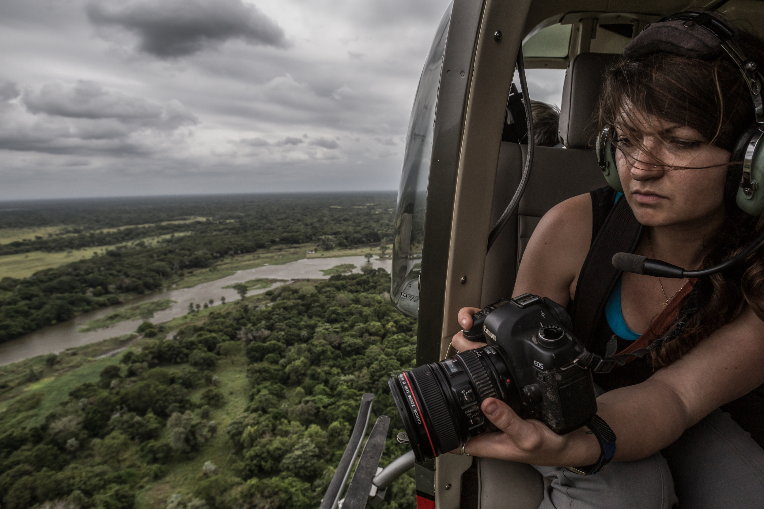 Jen Guyton on helicopter
