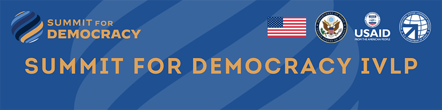 Summit for Democracy blue banner with logos