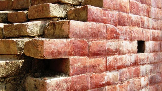 Laying bricks without exposed mortar joints is a time-honored building tradition in Nepal's Kathmandu Valley.