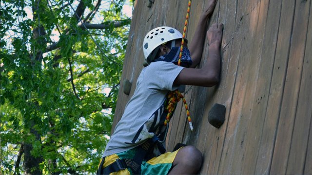 The group took part in the Personal Discovery Program ropes course, which is designed to foster confidence, communication, and problem-solving.