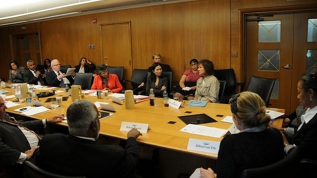Fulbright Scholarship Board Members listened as the 2011 Fulbright-Hays Seminars Abroad Program alumna to Morocco and Tunisia described her participant experience.