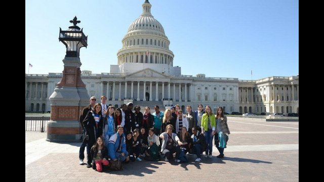 The delegation poses outside of the Capitol Building after a “behind the scenes” tour.