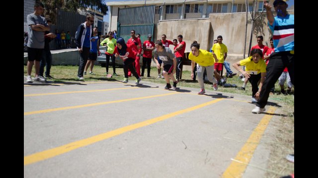 On your marks, get set, go! These girls put their footwork to the test at the inaugural 5K race in the West Bank