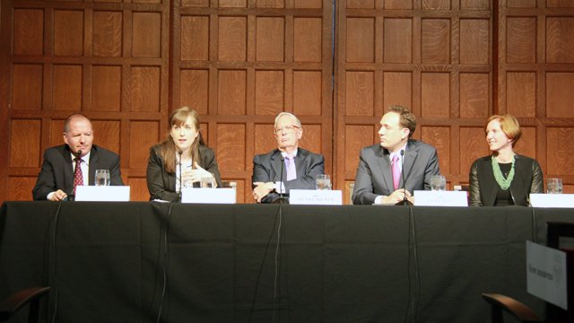 The panelists: Shai Reshef, Katie Day Good, Henry Bienen, Clay Pell, and Laura Skandera Trombley.