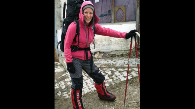  Ilina Arsova, Global Sports Mentoring Program Alumna poses for a photo before making her ascent up Mount Everest.