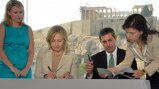 U.S. Secretary of State Hillary Clinton and Greek Minister of Foreign Affairs Stavros Lambrinidis signing the MOU U.S. Secretary of State Hillary Clinton and Greek Minister of Foreign Affairs Stavros Lambrinidis signing the MOU