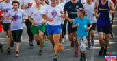 Dean running with a crowd