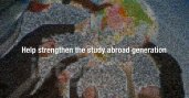 Screen shot from the video reads, "Help strengthen the study abroad generation."
