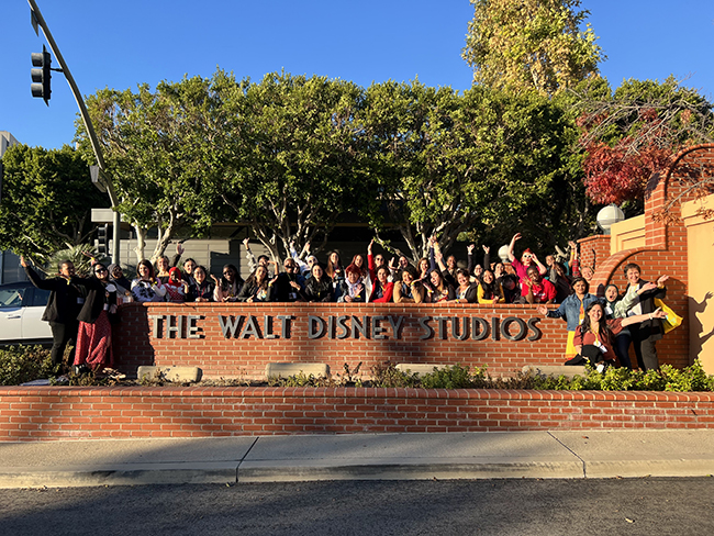 Photo Credit: Nassiba Baimatova, International Visitor  The 2022 Hidden No More participants after their meetings at Walt Disney Studios in Los Angeles, California